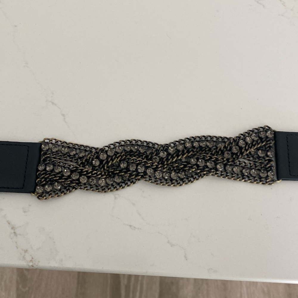 Bcbg elastic jewel and chain belt xs